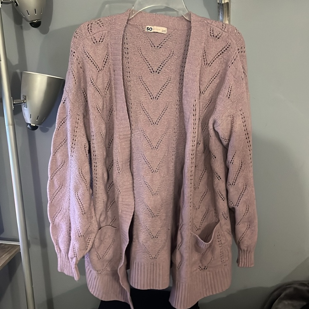 Purple cardigan sweater